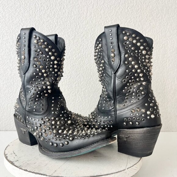 Lane DOLLY Womens Cowboy Bootie 9.5 Black Western Cowgirl Short Boots Bling Stud - Picture 11 of 11